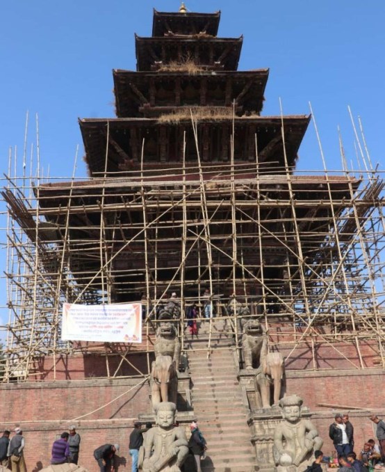 ढलेकाे चार वर्षपछि पाँचतले मन्दिरको जीर्णोद्धार शुरु