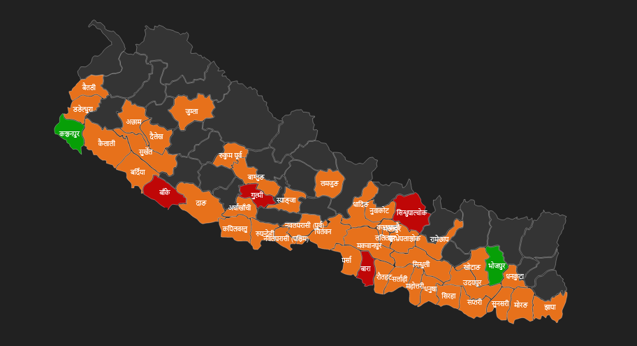 यी हुन् कोरोना संक्रमणले नछोएका नेपालका ३० जिल्ला