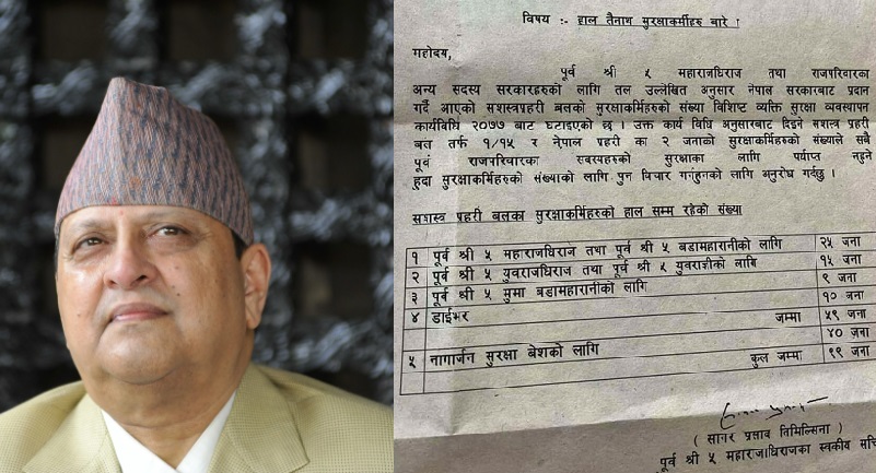 सरकारले सुरक्षामा कटौती गरेपछि पूर्वराजा शाहका स्वकीय सचिवले गृहलाई पठाए यस्तो पत्र