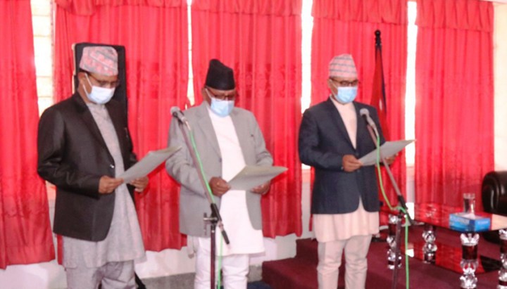 कर्णालीका तीन मन्त्रीको पुनः शपथग्रहण