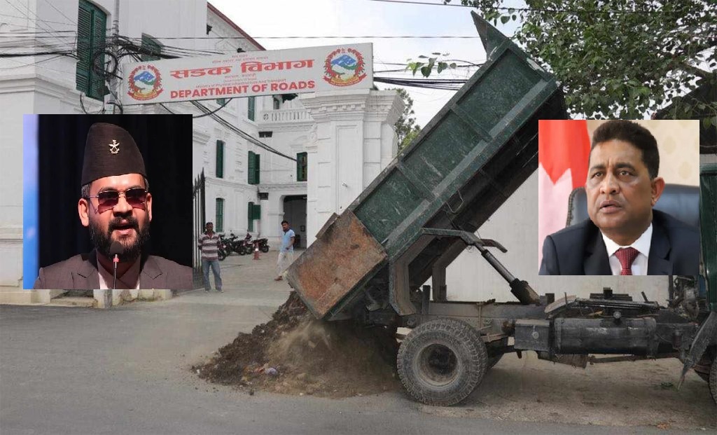 उपप्रधानमन्त्री महासेठलाई उपहार भन्दै बालेनले पठाए एक ट्रक धूलो, कार्यालय अगाडि खन्याइयो