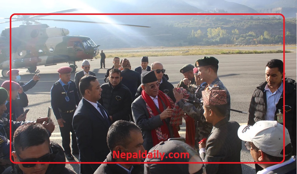 कोरला नाका निरीक्षण गर्न मुस्ताङ पुगे प्रधानमन्त्री प्रचण्ड