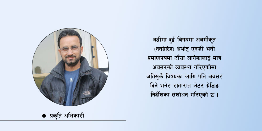 एसइईको रातारात लेटर ग्रेडिङ निर्देशिका संशोधन