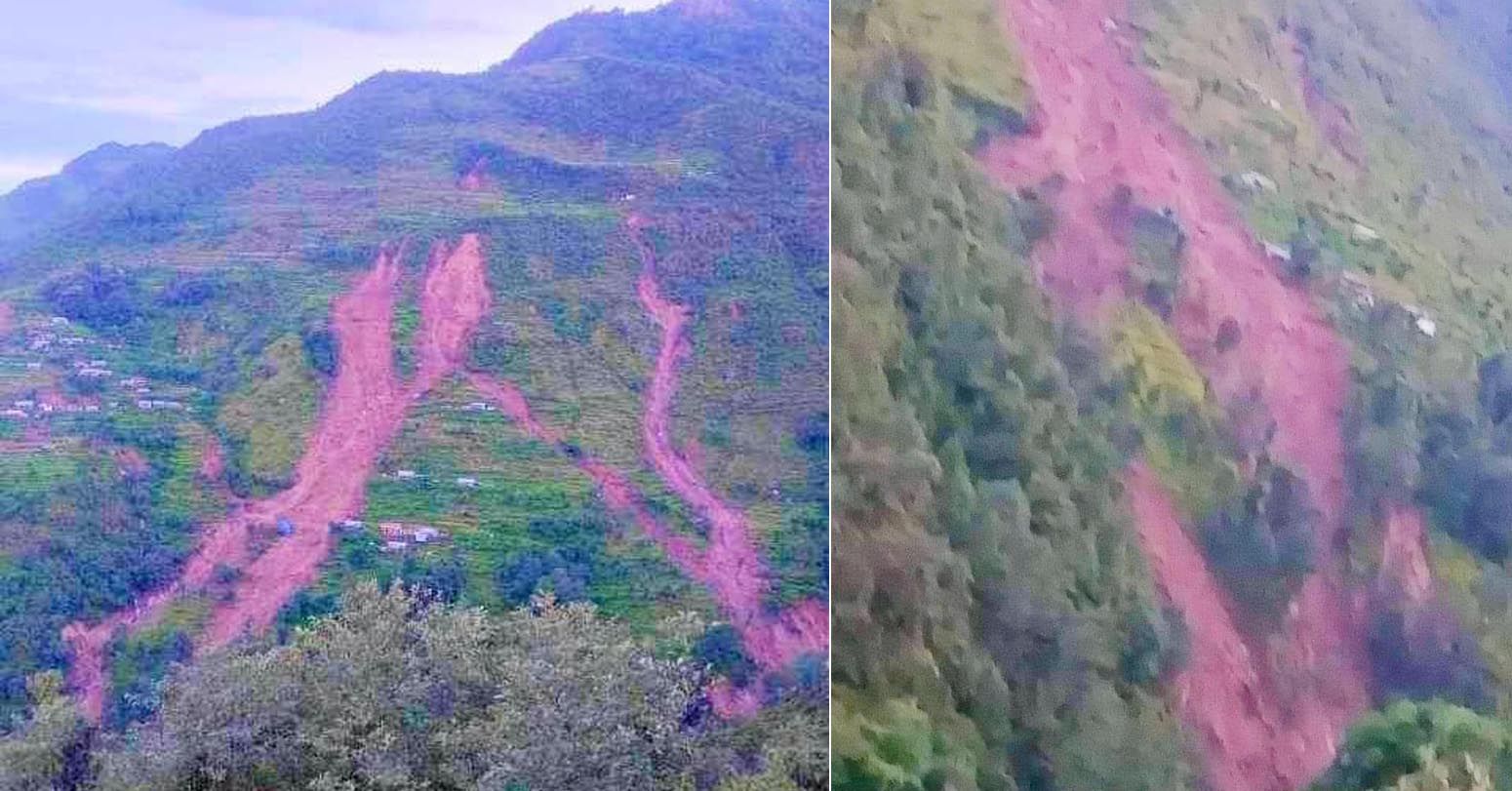 रामेछापमा पहिरोले तीन घर बगायो : दुई जनाको मृत्यु, आठ बेपत्ता